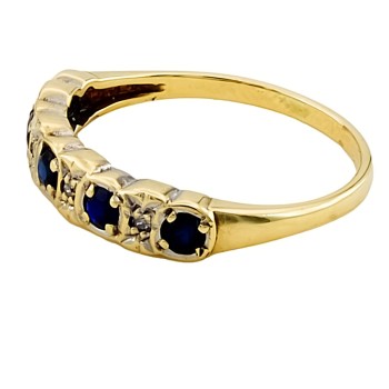 9ct gold Sapphire/Diamond half eternity Ring size M